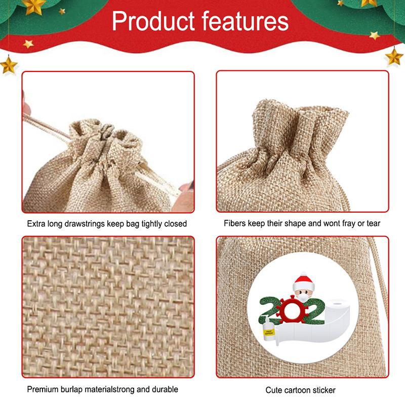 

Christmas Decorations 1Pcs Retro Xmas Candy Bag Exquisite Utensils Gift With Drawstring Chocolate Box For Mini Food Storage