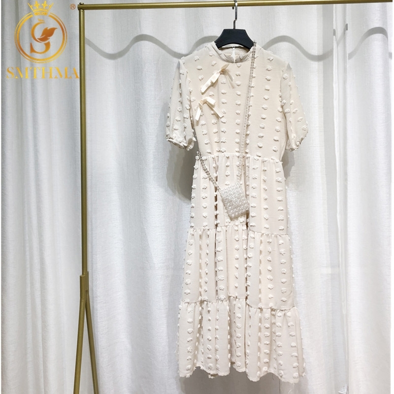 

Girls Bow Summer Bohemian Long Dresses Women Fashion Solid Casual Clothes Short Sleeve Vestidos 210520, Long dress