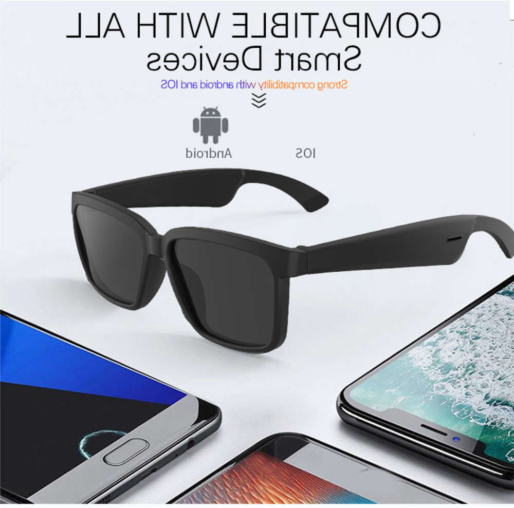

Highend accessories New Model Glass Technical Bluetooth wirels Headset Earphone Handsfree Phone Call Sunglass For phone, Black