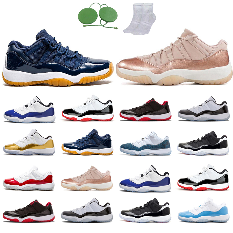 

11s low man basketball shoes fashion Bred Concord Infrared University Blue Varsity Red Rose Gold white Closing Ceremony Navy gum Snakeskin trainers outdoors good