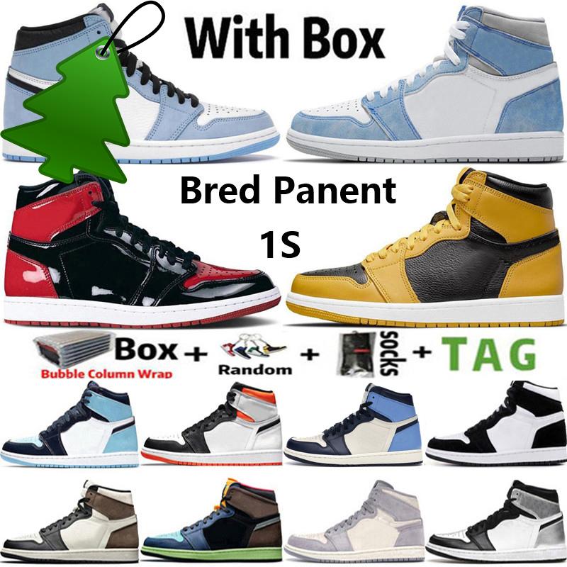 

2022 With Box High Og Jumpman 1 1s Mens Basketball Shoes Hyper Royal University Blue Bred Patent Barely Orange Pollen Unc Men Sports Women U, 36