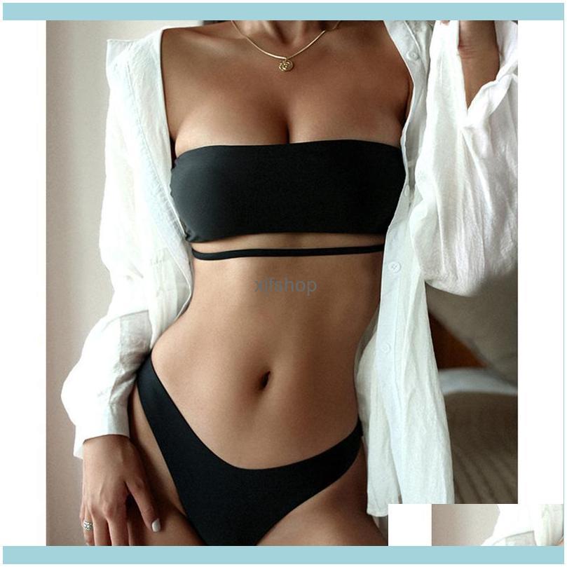 

One-Piece Suits Beach Equipment Water Sports & Outdoorsbiquini Ruffled Swimsuit Women Bandage Split Halter Shower Swimwear Set Beachwear Sol