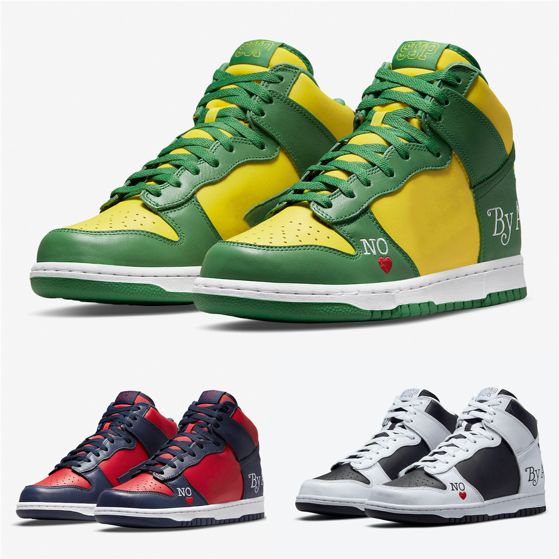 

Authentic High By Any Means Brazil Shoes Men Women Green Yellow Navy Varsity Red Panda Black White Outdoor Sneakers With Original Box US4-13