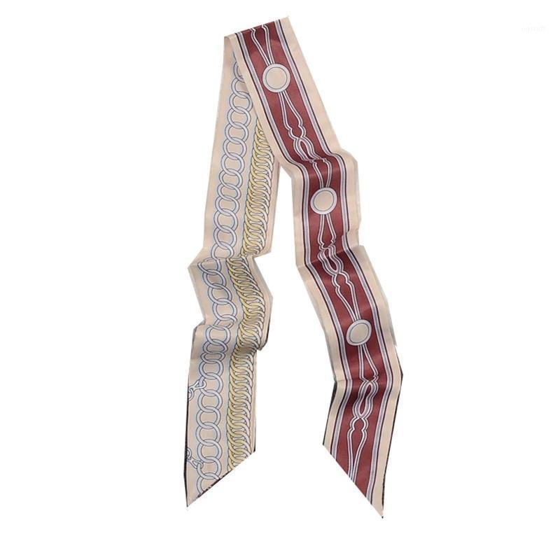 

Scarves CHAXIAOA 2021 Twill Scarf For Women Skinny Floral Print Silk Small Handle Bag Ribbons Female Head, Blue;gray