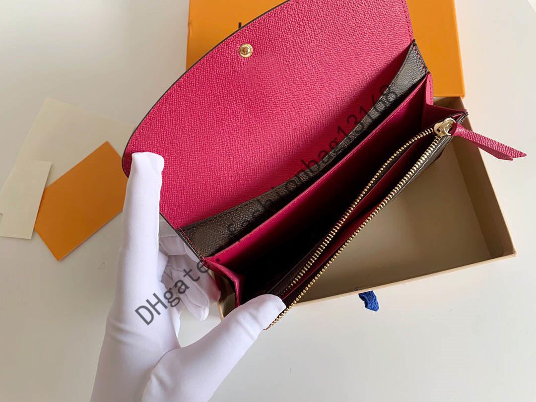

designer brand card purse Women Classic Envelope-style Long Wallet High Quality genuine leather Credit With Gift Box M60136, Red;black