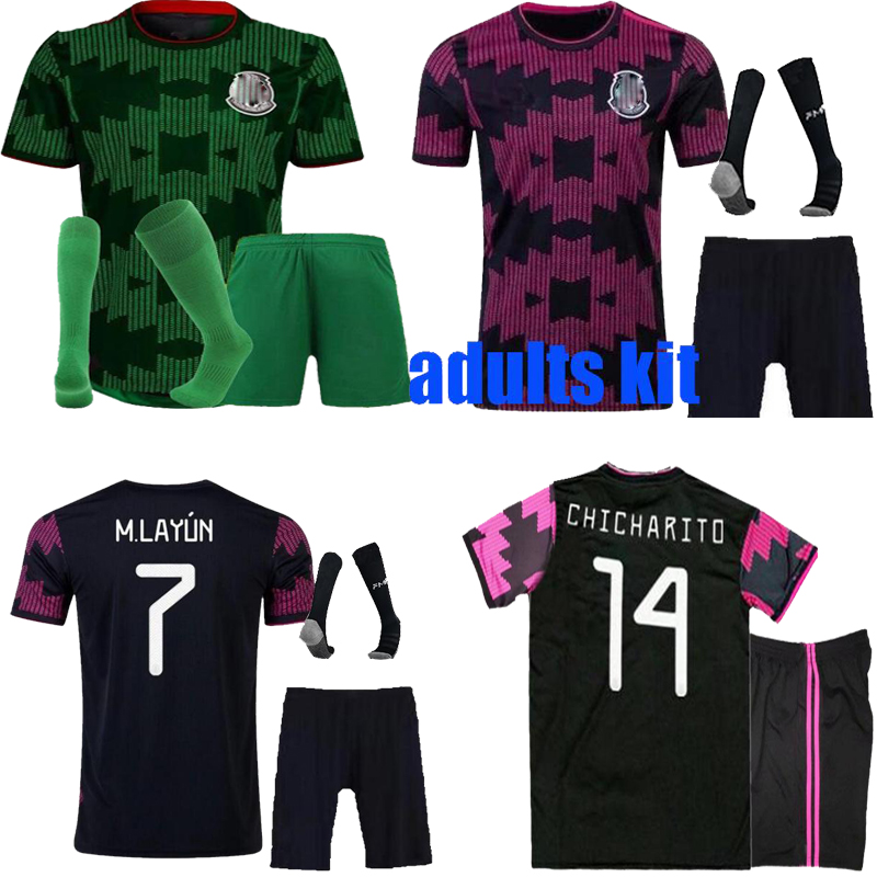 

Adult 2021 Mexico soccer jerseys H.LOZANO AWAY RAUL J.M.CORONA CHICHARITO SPECIAL pink kids kit 20 21 football shirt, Black