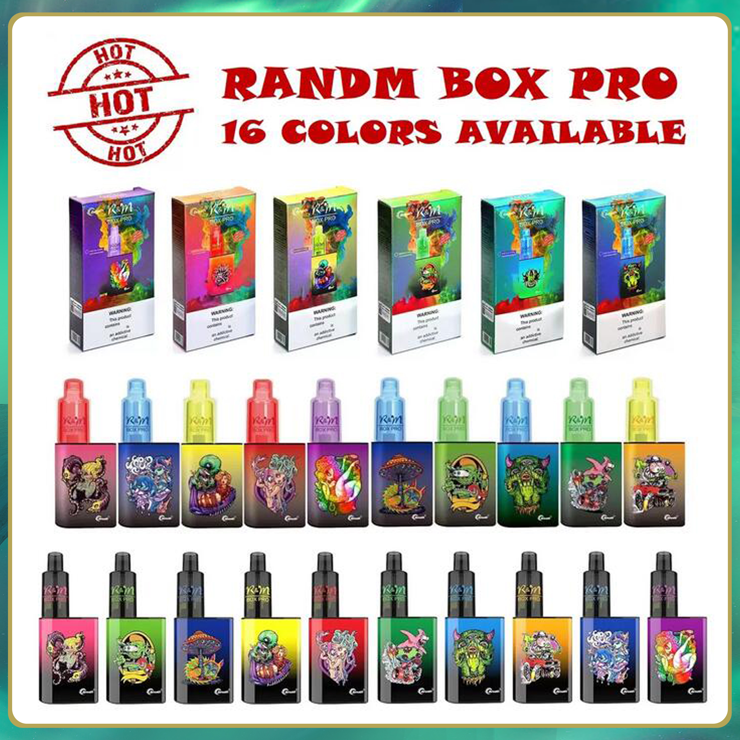 

New R M RANDM BOX PRO mod 5% Disposable vape E Cigarettes Pod Device 6000 Puffs Rcchargcablc Battery 10ml Prefilled Cartridge mesh coil 16 c