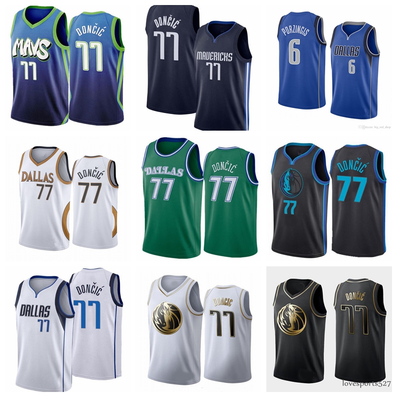 

Basketball Jerseys 77 LukaDoncic 6 KristapsPorzingis 41 DirkNowitzki Men's DallaMavericksjersey, Black;red