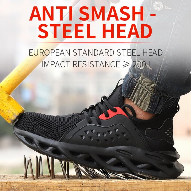 

Boots Men Safety Shoes With Metal Toe Indestructible Ryder Shoe Work Steel Waterproof Breathable Sneakers, Style 2 gray