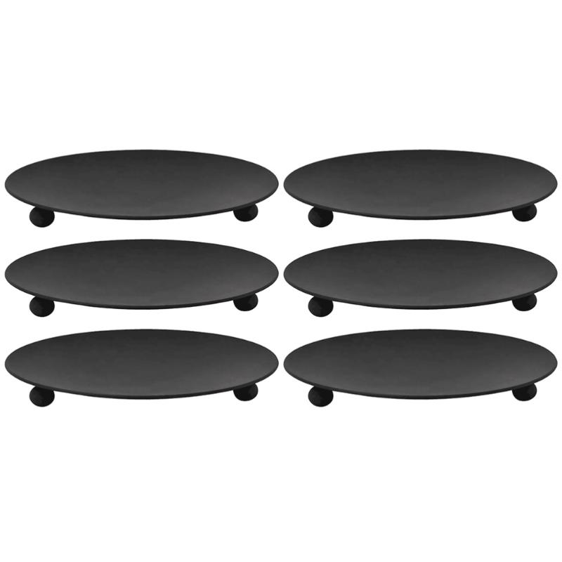 

Candles 6Pcs Iron Candle Plate Tray Support Stand Metal Candlestick