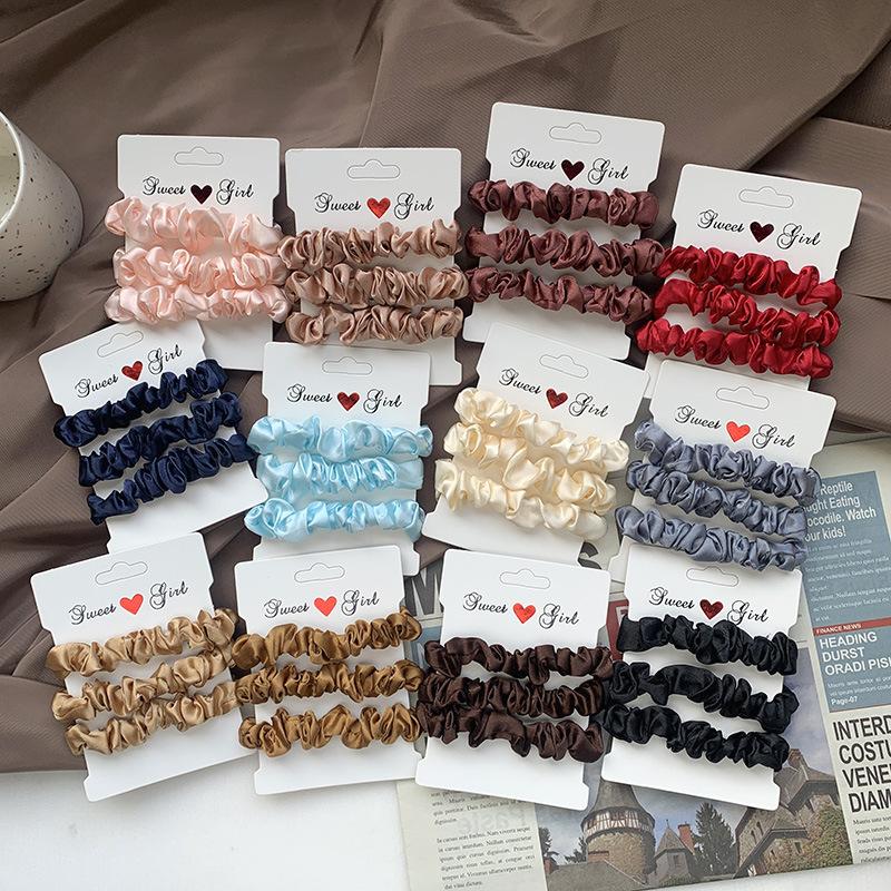 

Hair Accessories 3 Pcs/set Silk Scrunchies Solid Color Elastic Bands For Women Girls Large Ties Ponytail Holder, 12