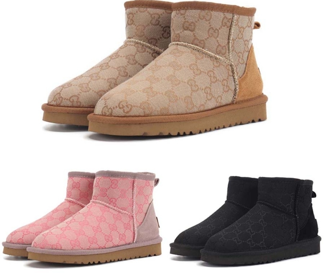 

Hot sell Fashion GinU combination merge stitching Short Mini women snow boots keep warm boot classical womens boots winter shoes Free transshipment, Black