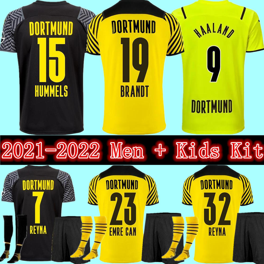 

21 22 dortmund soccer jersey Borussia HAALAND SANCHO jerseys BVB 2021 2022 BELLINGHAM REYNA GUERREIRO REUS NEONGELB football shirt mens kids, Black