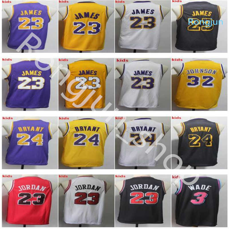 

Mens Youth kids Basketball LeBron 23 James Dwyane 3 Wade 32 Johnson Jerseys Purple Yellow White Black Stitched High Quality, Black;red