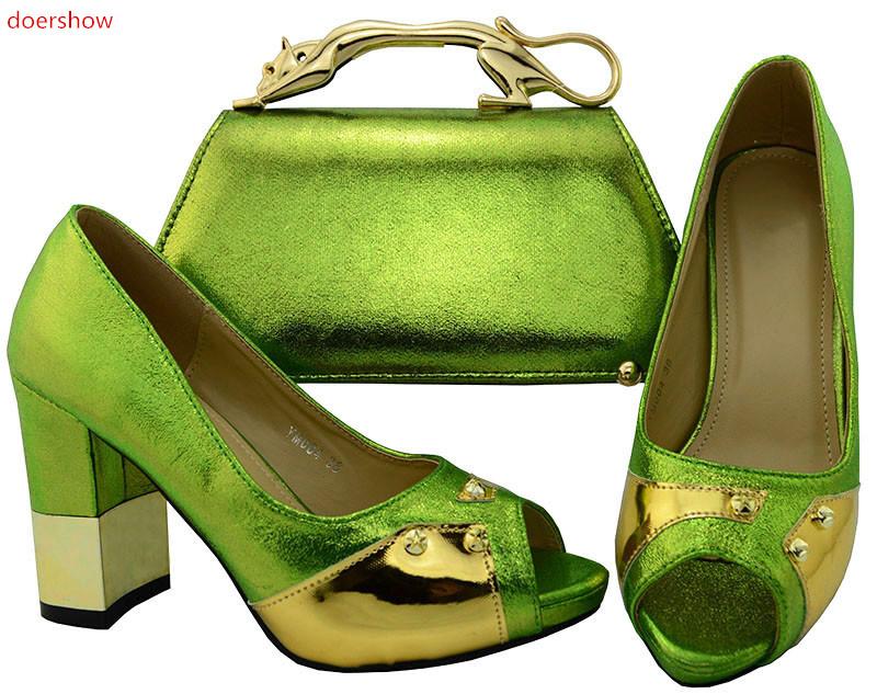 

Doershow Nigerian Party Shoe And Bag Sets African Matching Shoes Bags Italian In Women High Quality BO1-27 Dress, Black