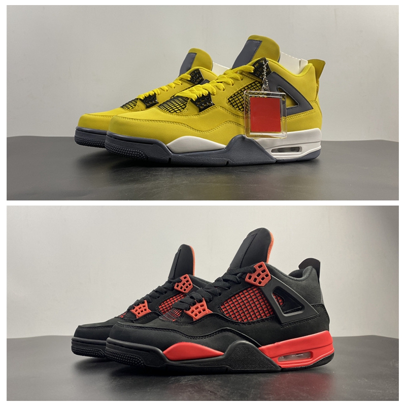 

2021 Lightning Jumpman Basketball Shoes 4 4s Tour Yellow Red Thunder black Man OG expected to return Real Leather Sneakers With Box CT8527-700