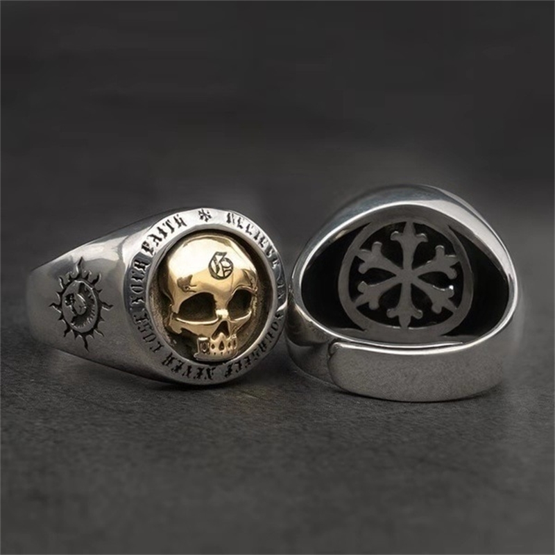 

Domineering fashion hip hop Skull Ring punk rock men's ring, Silver