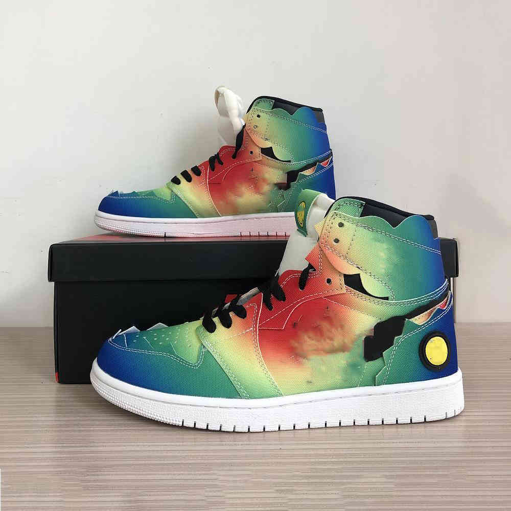 

J Balvin x 1 high og basketball shoes 1s Colores Y Vibras Tie dye Multi-Color mens trainer sports sneakers US 7-13DZFL, Shoeslace