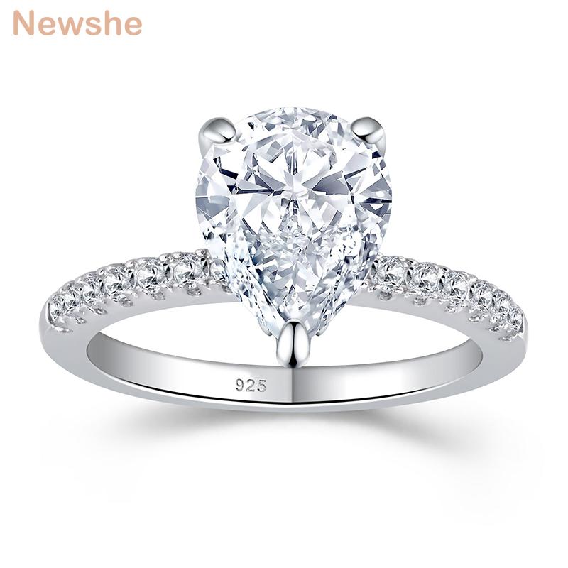 

Cluster Rings She Solid 925 Sterling Silver Pear Shape Wedding Engagement For Women 4.0Ct CZ Promise Ring Fine Jewelry BR1147, Golden;silver