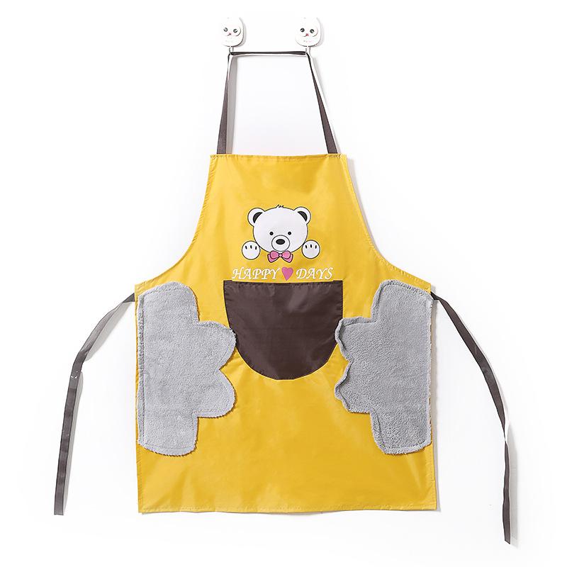 

Apron Waterproof Dirty Home Kitchen Cooking Korean Creative Cartoon Little Bear Halter Hand Cleaning Aprons