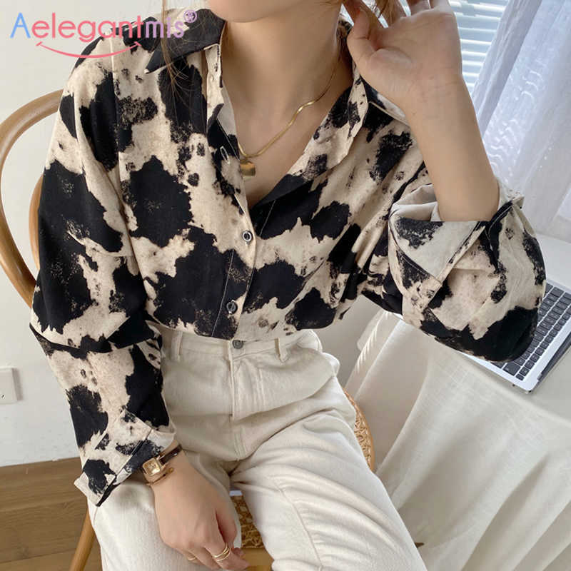 

Aeleagntmis Korea Vintage Leopard Blouse Women Loose Casual Soft Print Shirts Elegant Chic Long Sleeve Tops OL Spring Streetwear 210607