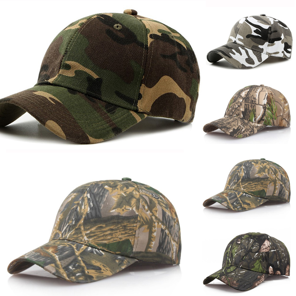 

outdoor sunscreen quick-drying cap jungle leaves camouflage cap men and women camo baseball cap hat, Blue;gray