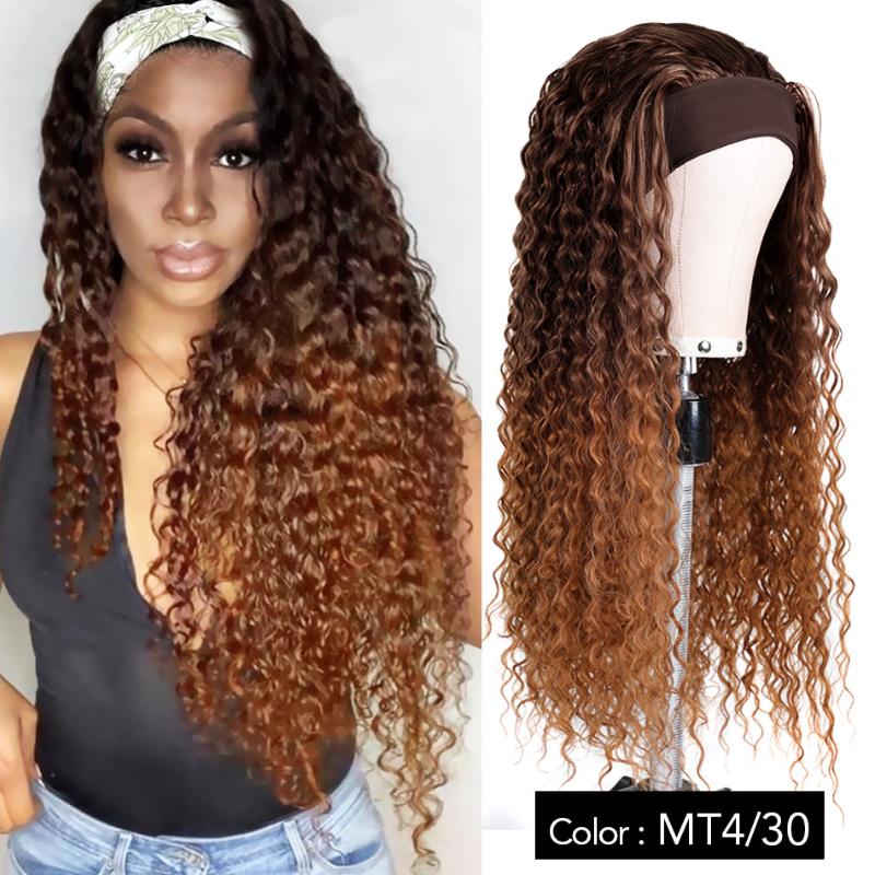 

Synthetic Wigs MEEPO Water Wave Ice Headband For Black Women 28Inch70CM Long Grip Scarf Wig Full Machine Made