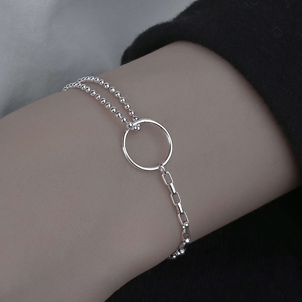 

necklaces Gu Maoning geometric round Bracelet women's simple personality Korean style chain hand jewelry, Silver