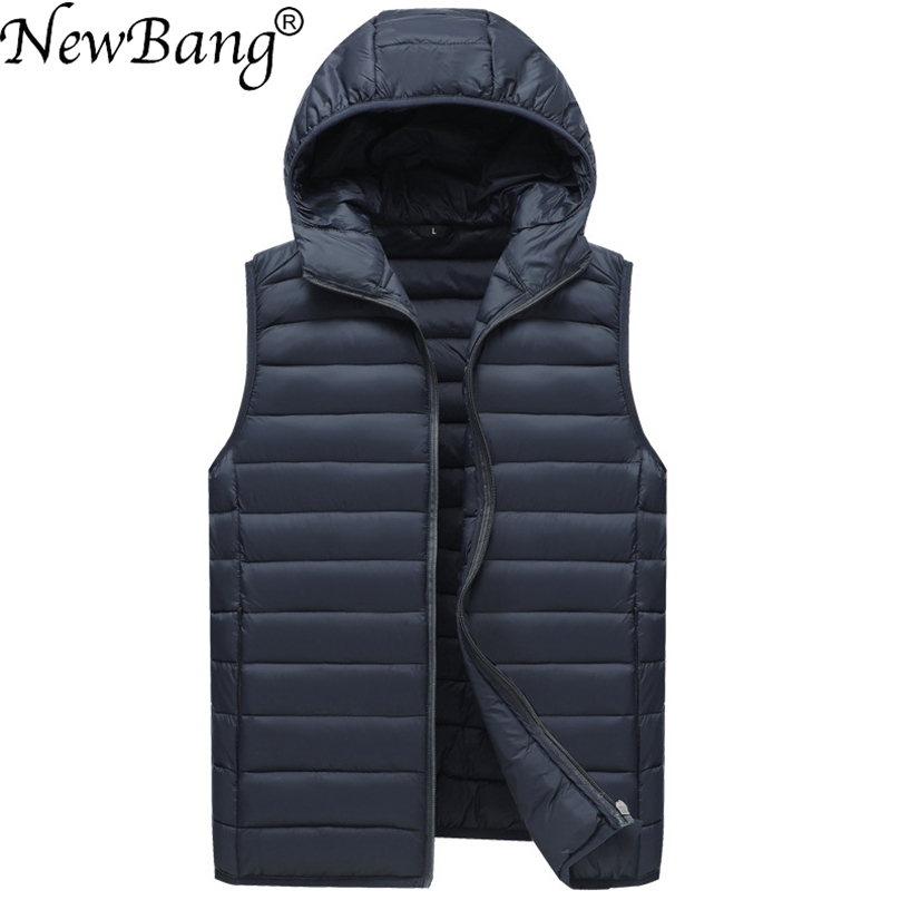 

Bang Brand Men's Waistcoat Ultra Light Cotton Vest Men With Hooded Waterproof Sleeveless Warm Liner Male Slim Gilet 211111, Gray