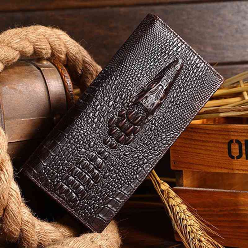 

men genuine leather long wallet clutch money bag vintage pattern design oil wax cowhide cash coin card holder purse, Red;black