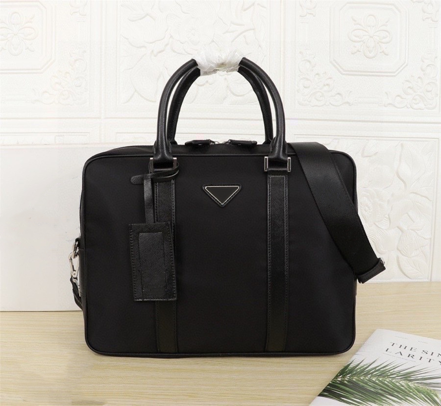 2021 men's black nylon designer briefcase high quality laptop bag large capacity retro fashion handbag-image-684141820