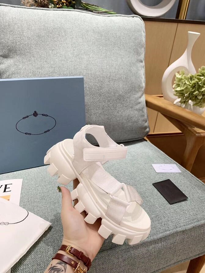 

2021 Women Sport Sandals nylon band strap Slippers fastener Increase high Platform Sandal Thunder Thick Bottom Heels Rubber womens Flip Flop Shoes size 34-40, White