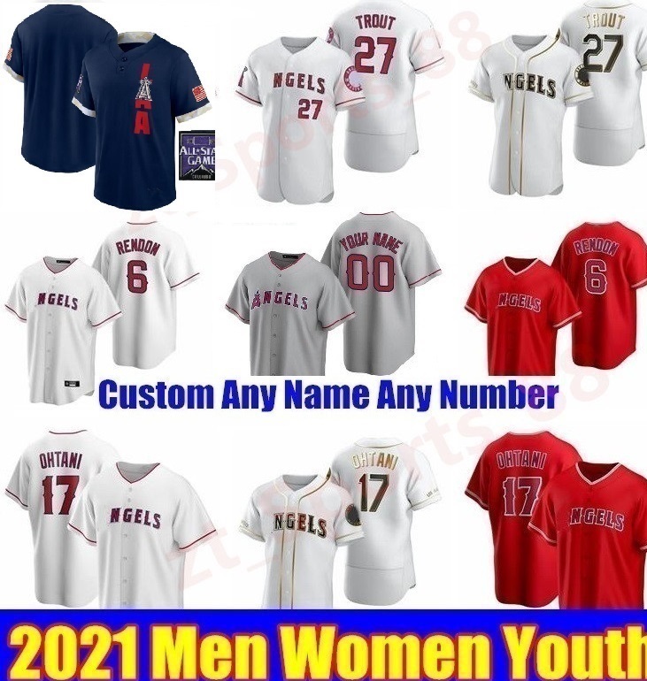 

2021 All-Star Game Baseball jerseys Mike Trout Shohei Ohtani Anthony Rendon Reggie Jackson Jefry Marte Andrelton Simmons Zack Men Women youth, As shown in illustration