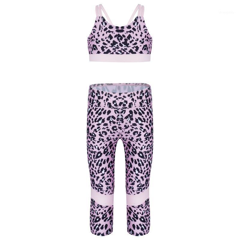 

Running Sets Kids Girls Sportswear Fashion Spaghetti Straps Cropped Sport Top And Pants Set Stretchy Tracksuit For Child Gym Workout, Black;blue
