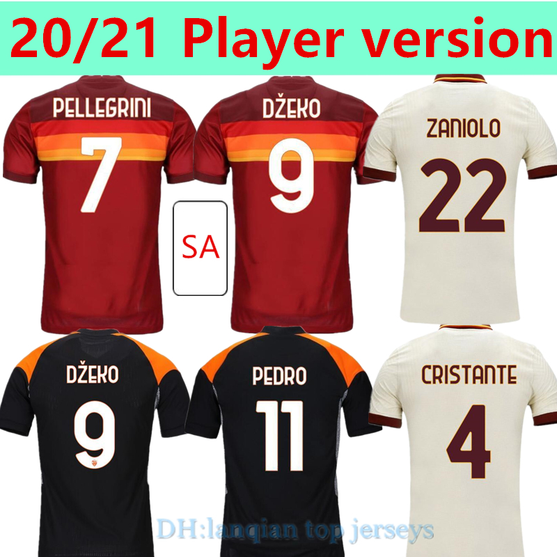 

Player version 20 21 ROMA Soccer jersey ZANIOLO DZEKO PASTORE KLUIVERT KOLAROV AS football shirt rome TOTTI jerseys Men + Kids kit uniforms maillot, Black;yellow