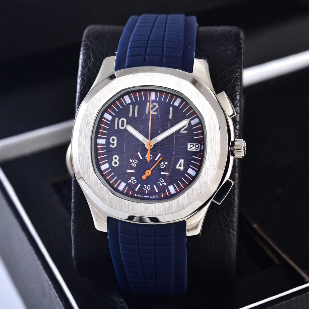 

Mens watch top quality mechanical movement 40mm sport watches rubber strap 5968a clear back orange pointer classical model waterproof wristwatch montre de luxe
