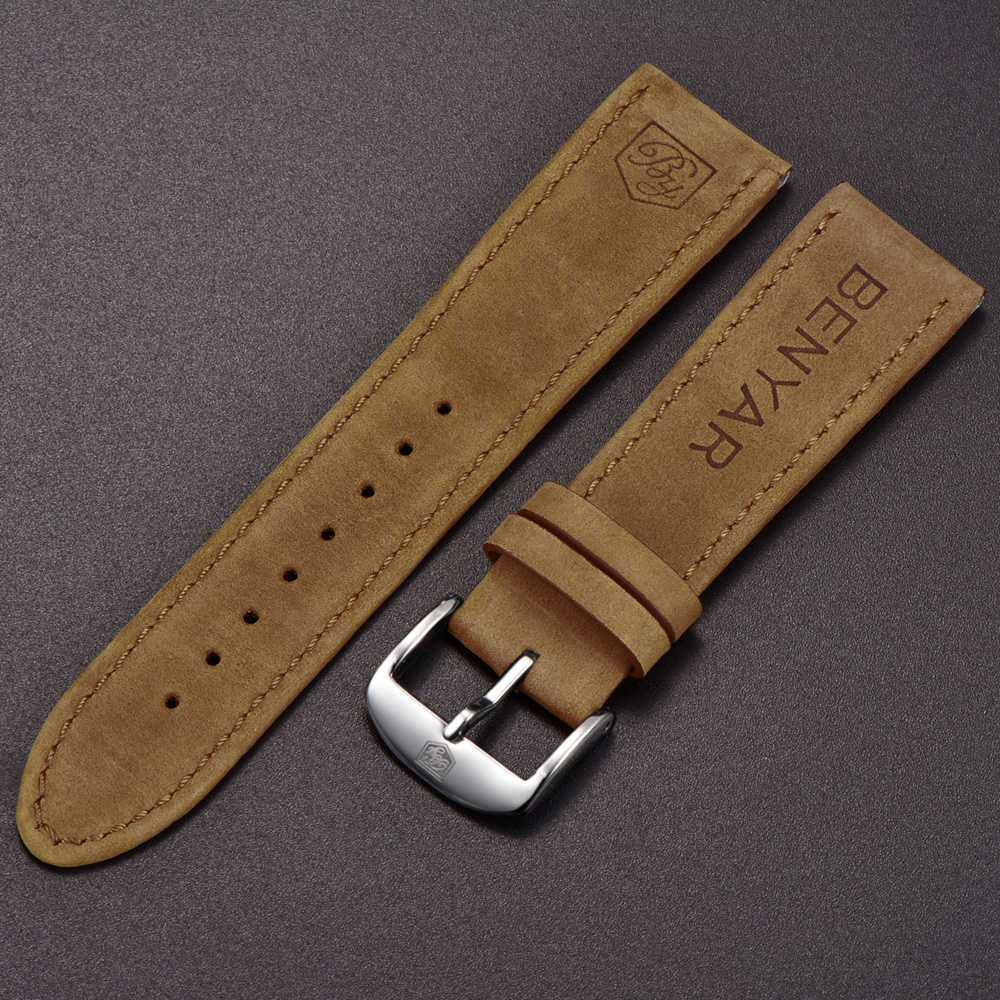 

Original Benyar Watchbands Leather Strap for By-5102m Watch Band Width 22mm for By-5104m By-5140m H0915