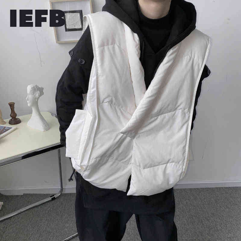 

IEFB Autumn Winter High Qualty New 90% White Duck Down Liner Down Vest Black White Loose Causal Waistcoat Warm Thick Cloth Y4927 Y1103