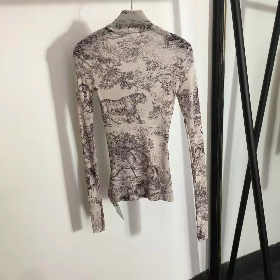 

Women' Knits & Tees Animal Forest Fashion Print Slim Fit Half Turtleneck Long Sleeve Bottoming Shirt, Green