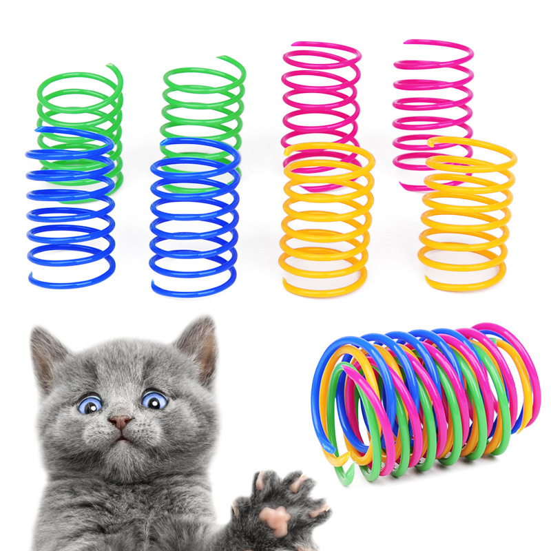 

wholesale 4 pcs/package Cat toys Plastic spring cats toy interactive play ball pet supplies