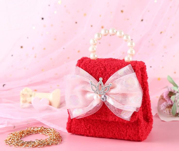 

Diaper Bags 2021 Princess Handbag 4-Color Plush Cartoon Outdoor Po Girls Metal Snap Button Coin Purse Fashion Children Diagonal Bag