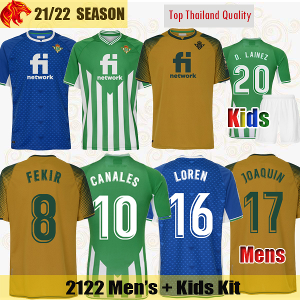 

21 22 Real Betis Soccer Jerseys CANALES 2021 2022 FEKIR LOREN JOAQUIN B. IGLESIAS JUANMI football shirt GUARDADO C. TELLO WILLIAM men Jersey kids kit sets, Kids 2122 third