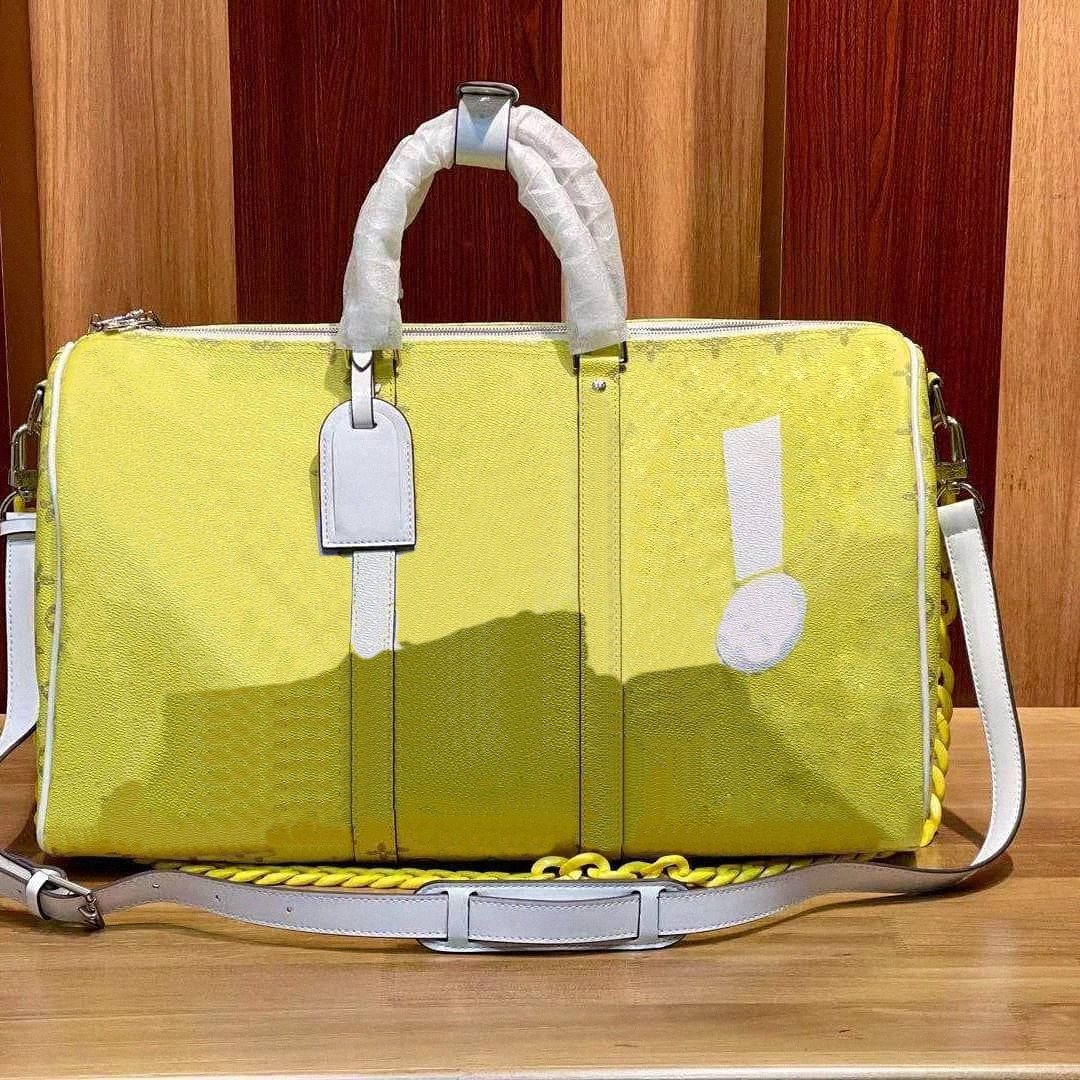 

21 newest Mes Travel Bags KEEPALL BANDOULIERE 55 Green Yellow Duffel Luggage Sport Weekens Handbags 0202 X8Rq#, Dust bag