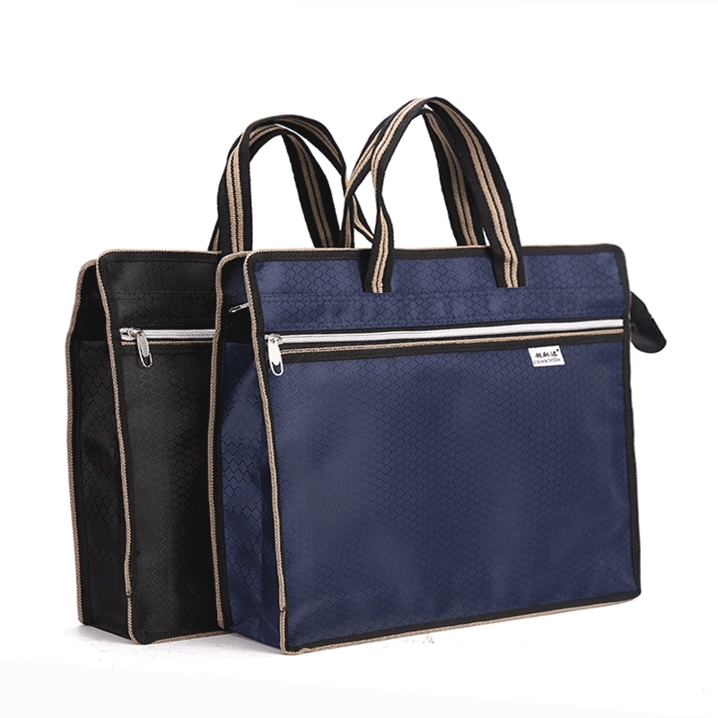 

Briefcase double zipper document Portable Document Bag Canvas / data bag, Black