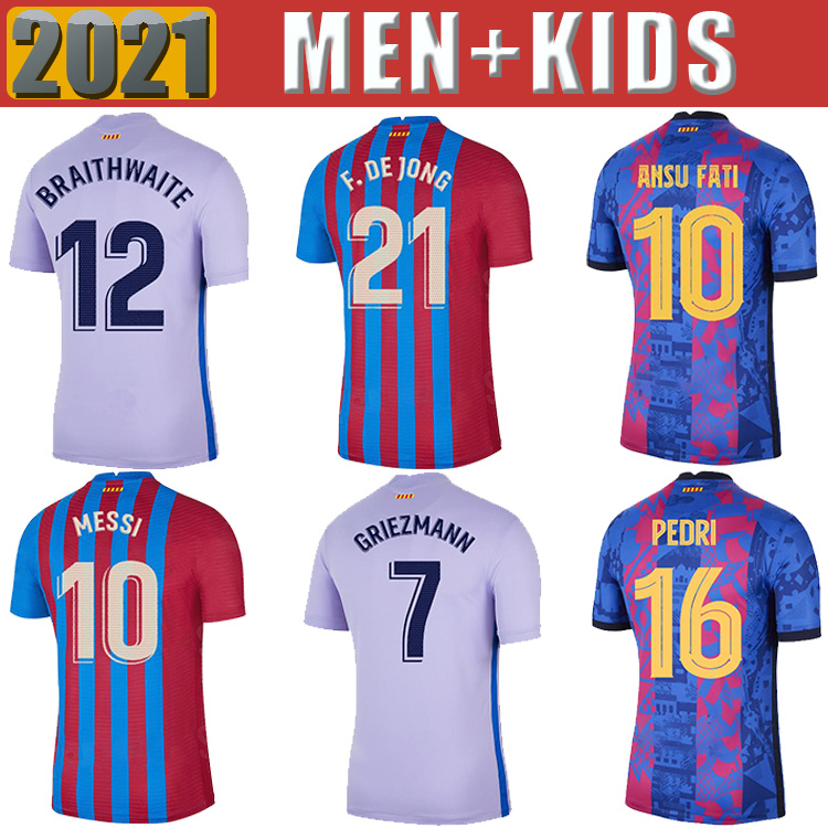 

21 22 MEMPHIS KUN AGUERO Barcelona soccer jersey camiseta de futbol 2021 2022 BARCA FC ANSU FATI GRIEZMANN F.DE JONG DEST high-quality men kids sets football shirt, Bsln0065