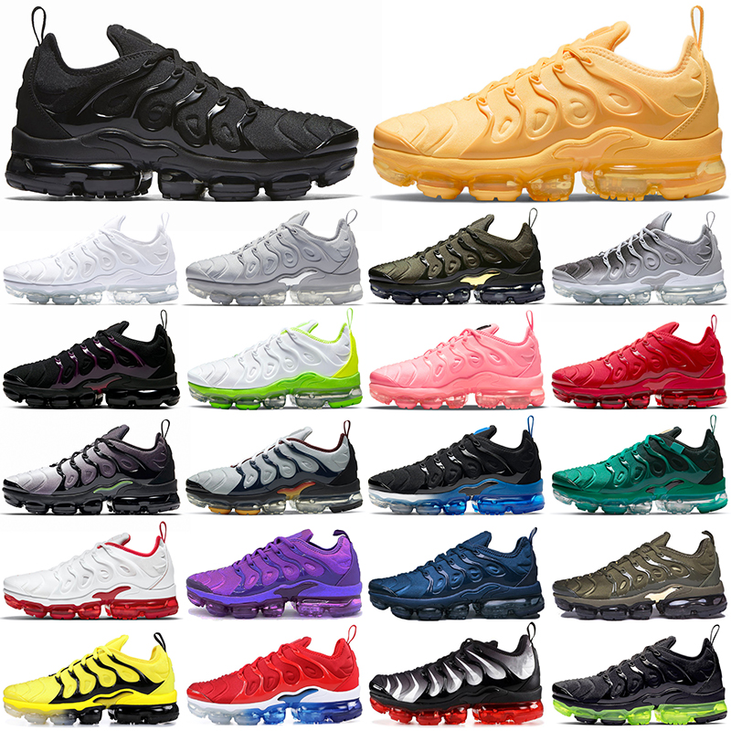 

Discount TN Plus Running Shoes Men Pink Black Bubblegum Yolk Cherry All Red Cool Grey Neon Olive Pure Platinum Dark Blue Mens Womens Outdoor without shoes box, 36-40 yolk