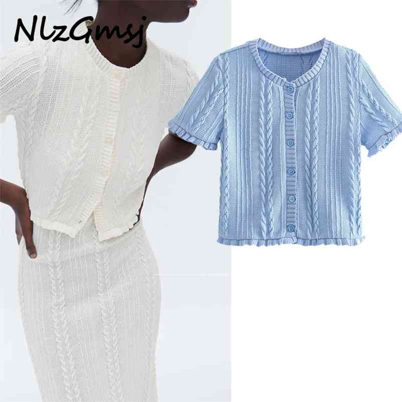 

Sweater Women slimming sweet short-sleeved sweater eight-strand woven mini knitted cardigan women 04 210628, As picture