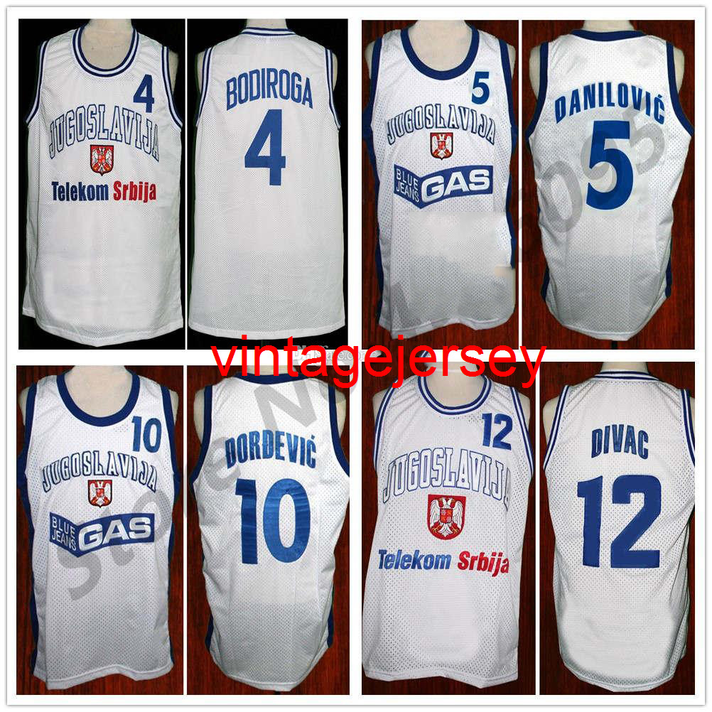 

4 Dejan Bodiroga Basketball Jerseys 5 Predrag Sasha Danilovic 10 Aleksandar Djordjevic retro12 Vlade Divac Jugoslavija Yugoslavia Retro Mens, As show