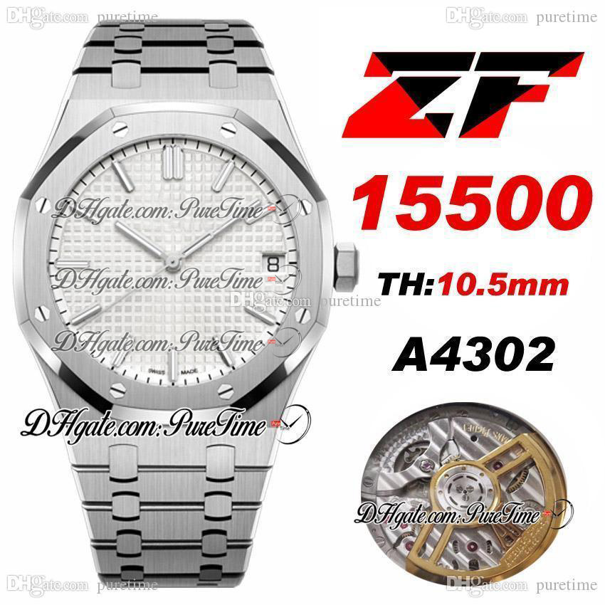 

ZF 41mm 15500 A4302 Automatic Mens Watch Silver Texture Dial Stainless Steel Bracelet Spuer Edition Swiss Hand Set 2021 (Free Box) Puretime B2, Slivery;brown