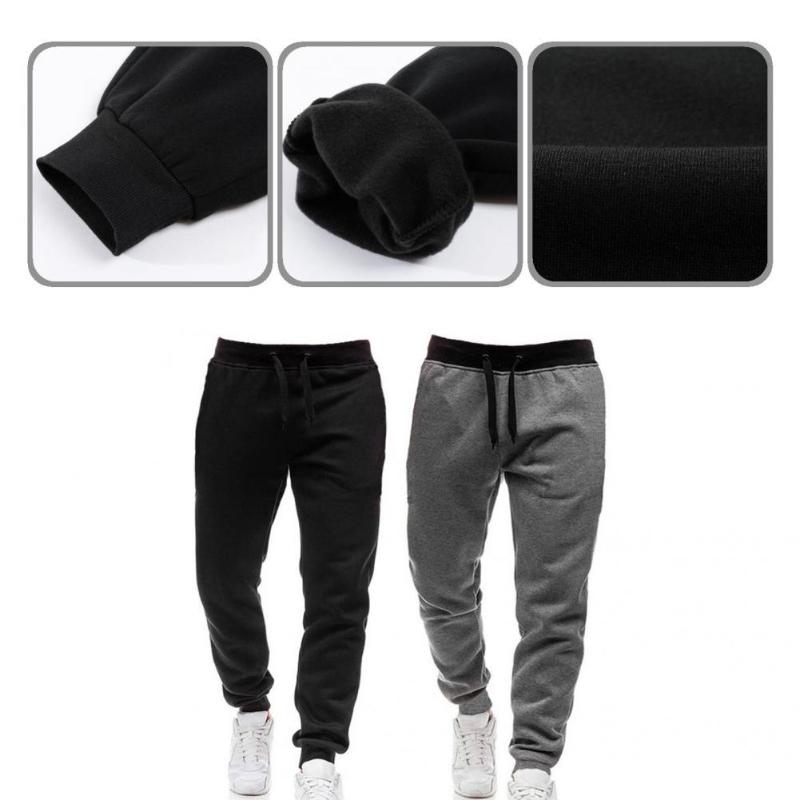 

Men' Pants Bottoms Simple Windproof Contrast Color Autumn Winter Sweatpants Elastic Waist For Daily Wear, Black